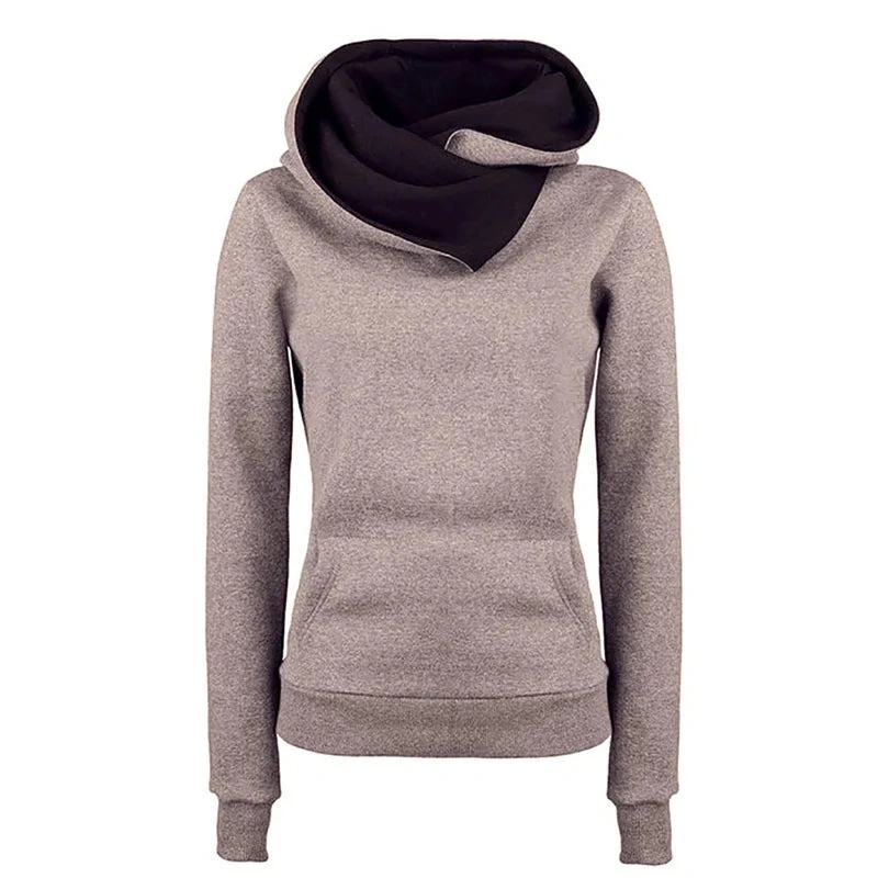 Cozy Vibes: Women’s Turn-Down Collar Hoodie - Effortless Style & Warmth.